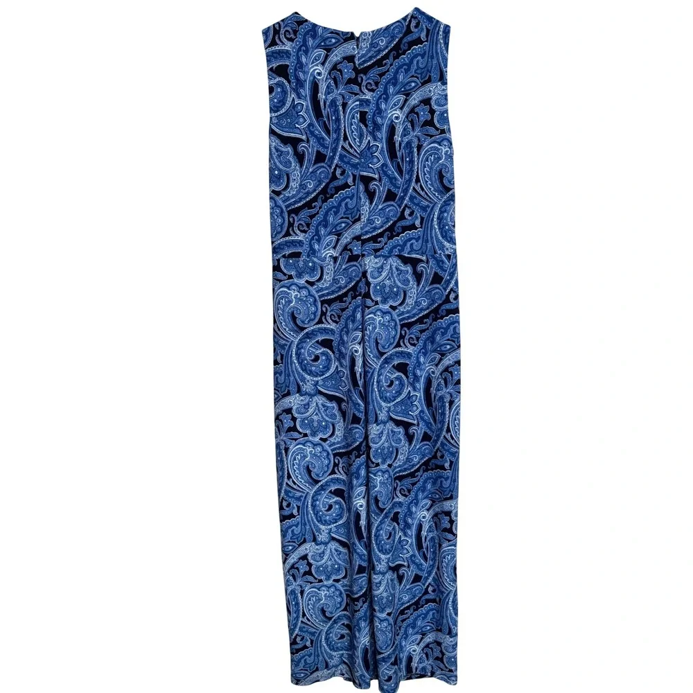 Lauren Ralph Lauren Blue Paisley Sleeveless Knot Front Maxi Dress 16 - Picture 3 of 8